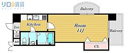 Luxe新大阪EAST2 1Kの間取図画像