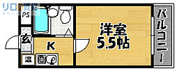 ベルメゾン相川 1Kの間取図画像