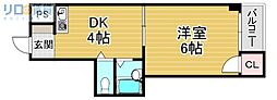マンション常磐 1DKの間取図画像