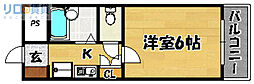 ヴィルヌーブ 1Kの間取図画像