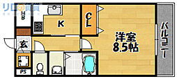 ノーム豊新2 1Kの間取図画像