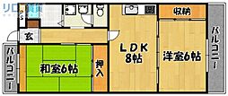 ハマハイツ 2LDKの間取図画像