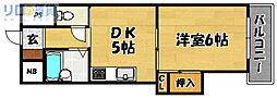 瑞光グランドハイツ北 1DKの間取図画像