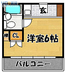 サンハイツ南館 ワンルームの間取図画像