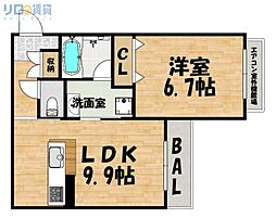 シャーメゾンプリメーラ 1LDKの間取図画像