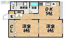 メゾンドゥボナール 2DKの間取図画像