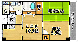 アローウィング栄光 2LDKの間取図画像