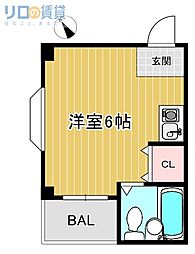 ロイヤルステージ上新庄 ワンルームの間取図画像