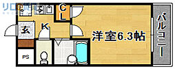 メゾンラフィネ 1Kの間取図画像