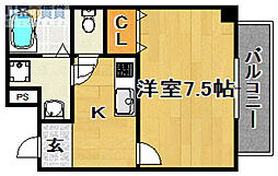 ヒルズコマツ 1Kの間取図画像