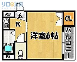 Edenホヅキ 1Kの間取図画像