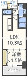 グランルクレ新大阪 1LDKの間取図画像