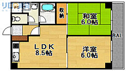 シャトラン南江口 2LDKの間取図画像