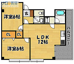 メゾン豊新 2LDKの間取図画像