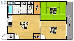 三番グリーンハイツ 2LDKの間取図画像
