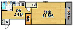 ハイム沙羅 1DKの間取図画像