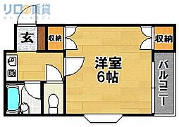 第2クリスタルハイツ 1Kの間取図画像