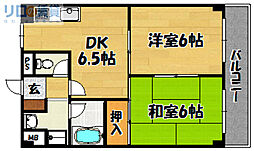 木島マンション 2DKの間取図画像