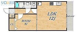 サンフラッツ新大阪 1LDKの間取図画像