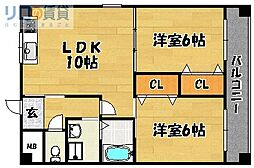 ネオハイツ井上 2LDKの間取図画像