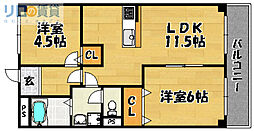 サンメゾン3 2LDKの間取図画像
