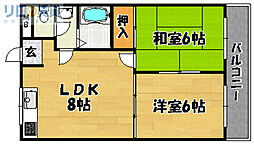 ハイム西口 2LDKの間取図画像