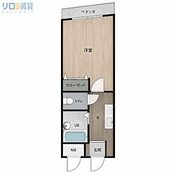 サンライズホーシン 1Kの間取図画像