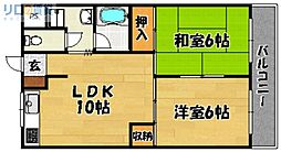 第2あかつきマンション 2LDKの間取図画像