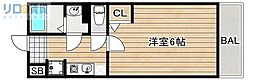 (仮称)REGIA衣摺 B棟 1Kの間取図画像