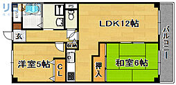 淀川パークビレッジ 2LDKの間取図画像