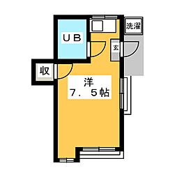 いなばハイツ 2階ワンルームの間取り