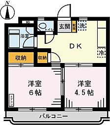 サンハイム徳丸 2DKの間取図画像
