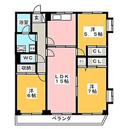 錦伊藤マンション 3LDKの間取図画像