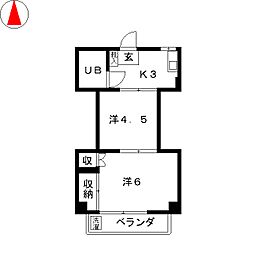今氏ビル 2Kの間取図画像