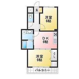 エターナル・パレス 2DKの間取図画像