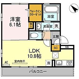 Carpelux 1LDKの間取図画像