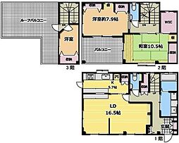 ヴィラージュ旭 3LDKの間取図画像
