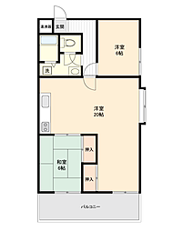 コーポ芝中 2LDKの間取図画像