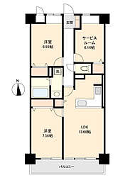 ニューウェルテラス第4日吉 2SLDKの間取図画像