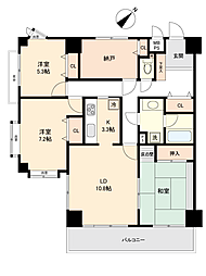 ライオンズマンション幸手 3SLDKの間取図画像