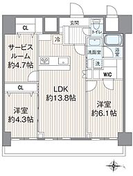 竹の塚マンション 2SLDKの間取図画像