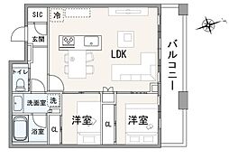芝浦アイランドグローヴタワー 2LDKの間取図画像