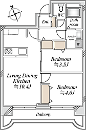 リバーパーク桜木 2LDKの間取図画像