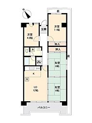 ベルエール宇部文京町 4LDKの間取図画像