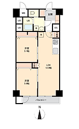 パークサイド船橋 2LDKの間取図画像