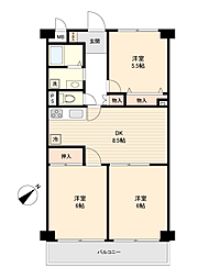 エンゼル川口グリーンハイツ第2 3DKの間取図画像