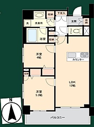 ザ・三和レジデンス四ツ木 2LDKの間取図画像