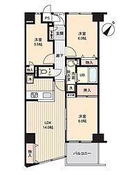 ベルメゾン末広E棟 3LDKの間取図画像