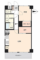 ライオンズマンション伊勢崎 1LDKの間取図画像