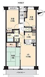 コスモ津田沼ロイヤルコート 3LDKの間取図画像